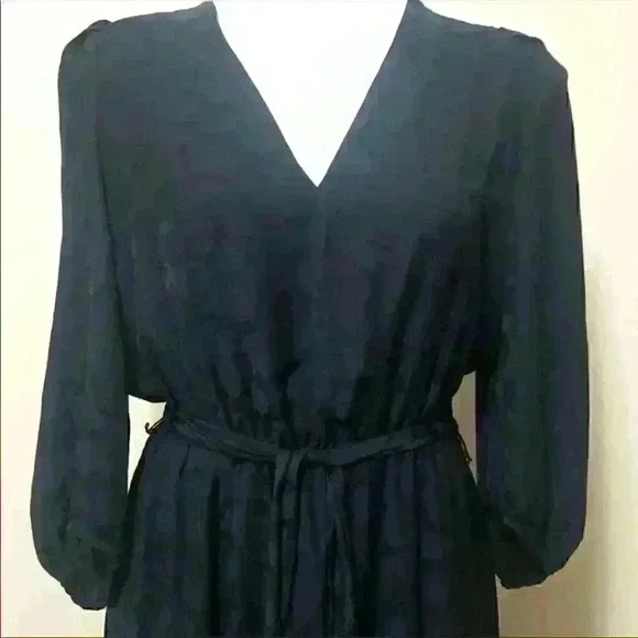 Banana Republic Puff-Sleeve Satin Jacquard Midi Dress